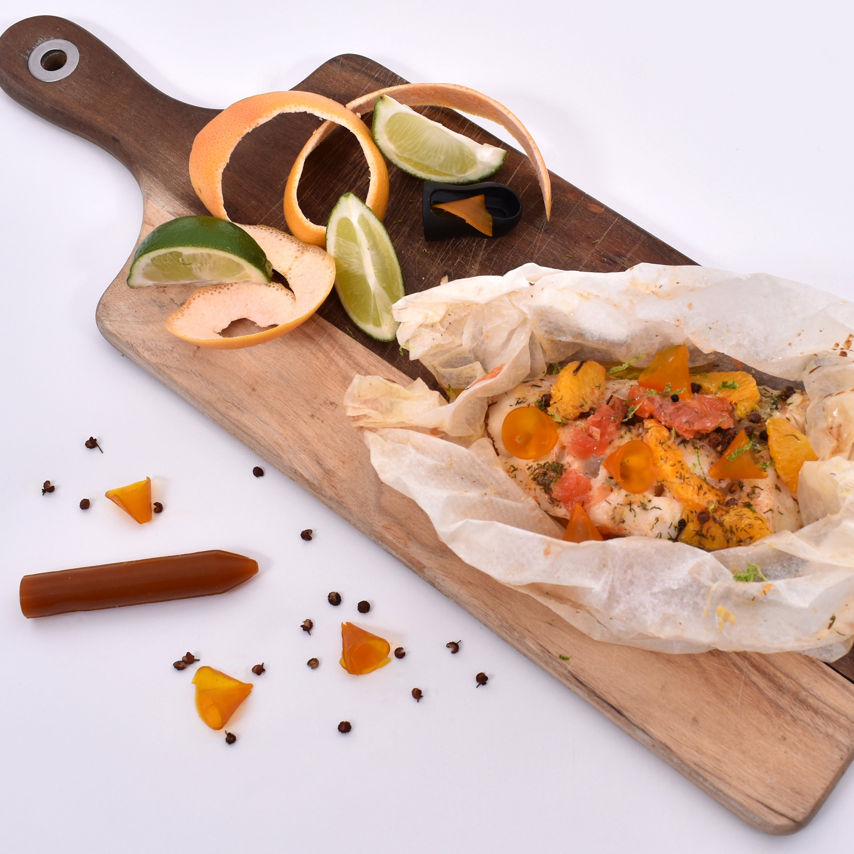 Recette de Dos de cabillaud en papillote et agrumes & Safran