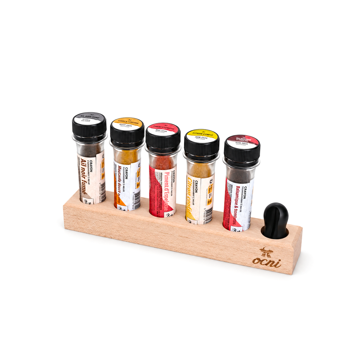 PRÉSENTOIR EN BOIS | Pour 5 crayons + taille-crayon