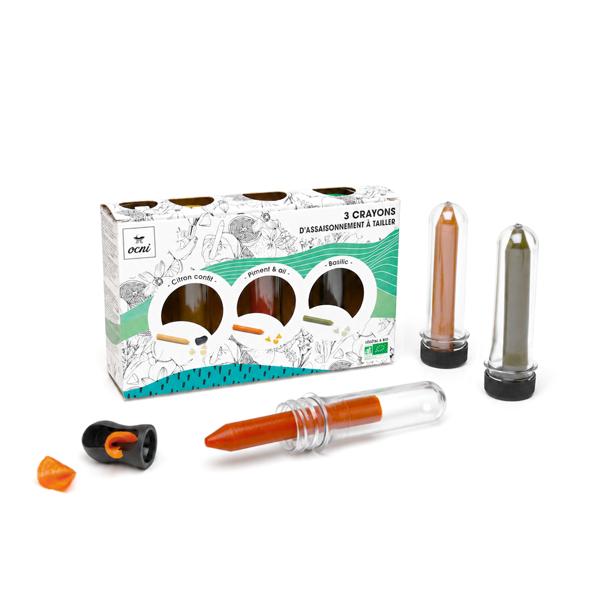 COFFRET DÉCOUVERTE (BIO) | 3 crayons : Basilic · Citron confit · Piment & ail
