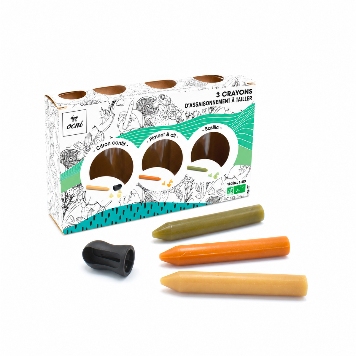 COFFRET DÉCOUVERTE (BIO) | 3 crayons : Citron confit + Basilic + Piment & ail