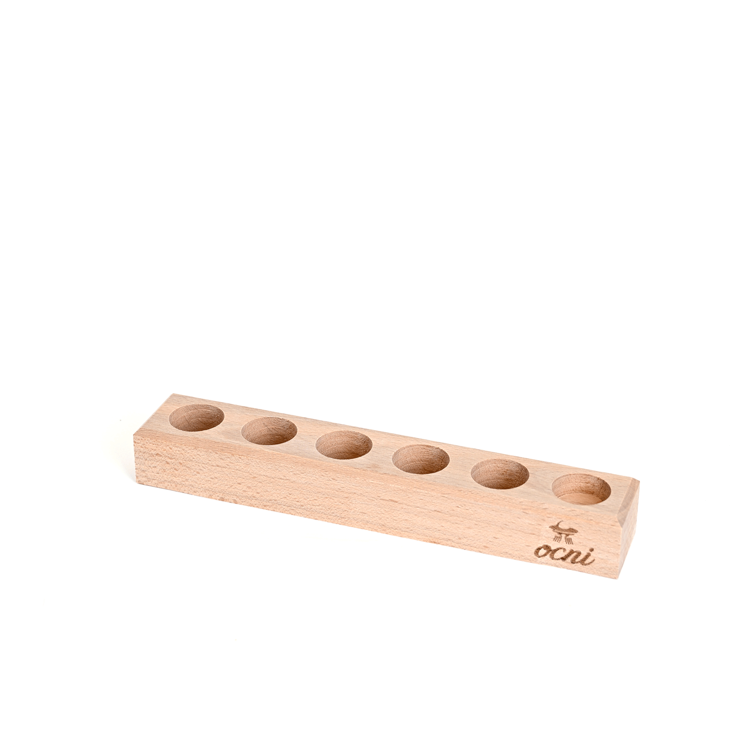 Présentoir en bois pour 5 crayons et 1 taille-crayon