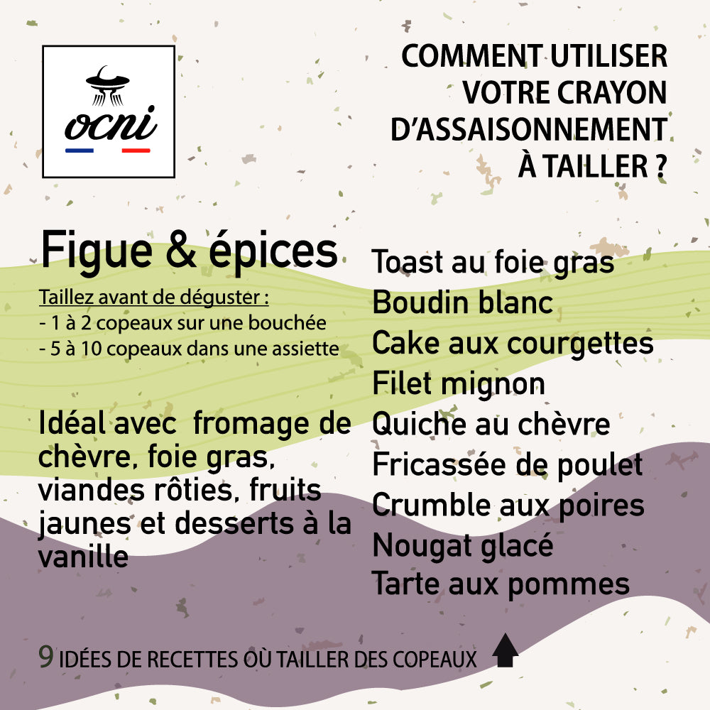 Idée recette du crayon alimentaire d'ocni saveur figue et épices canelle