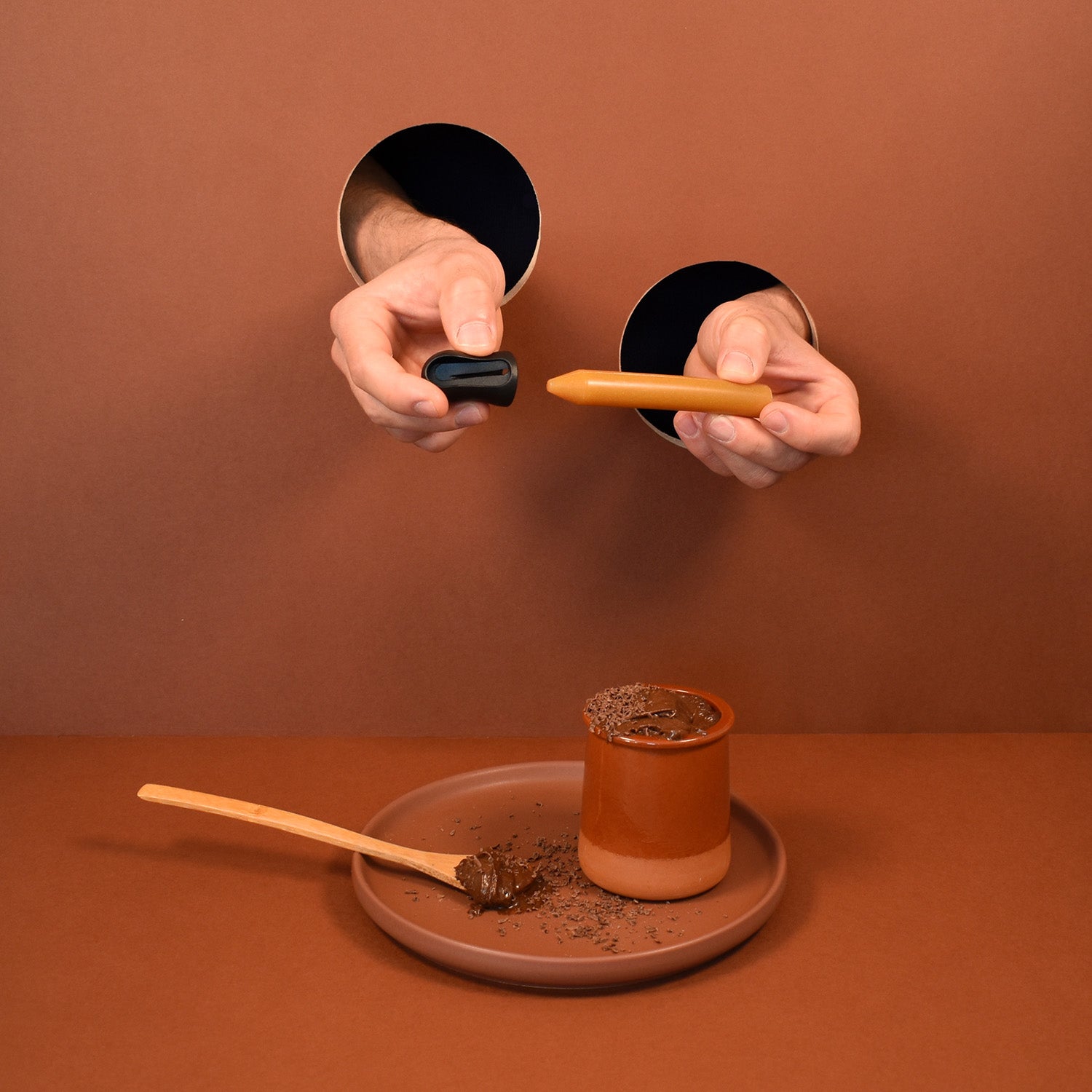 Mousse chocolat avec le Coffret cadeau 6 crayons d'assaisonnement comestibles