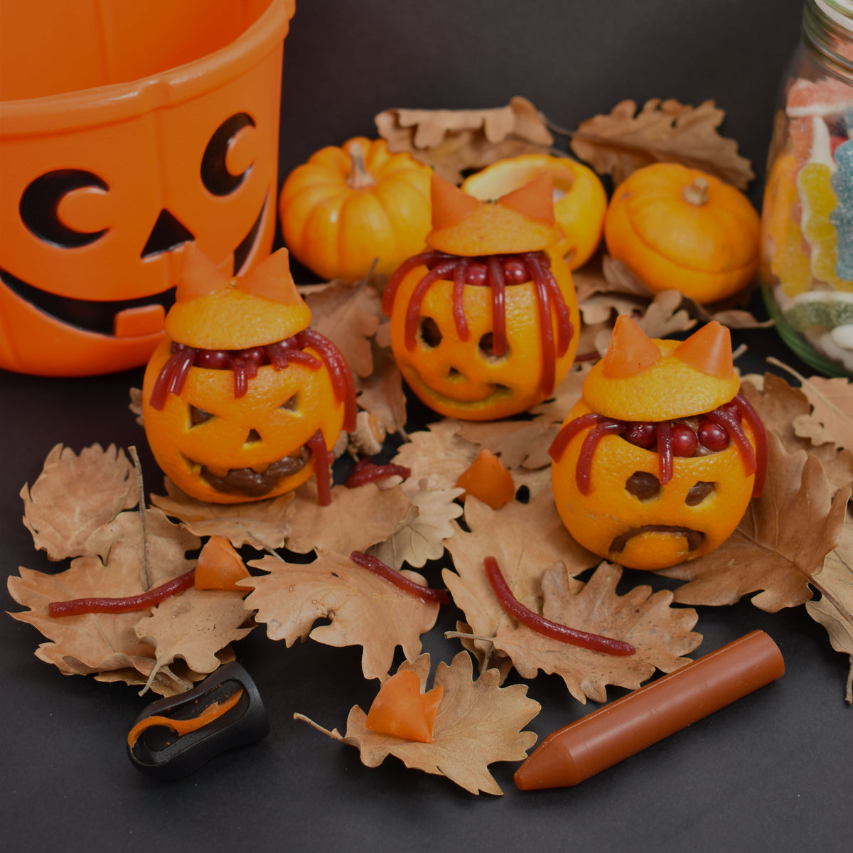 Boutons De Manchette Citrouille Tony & Paul – Acier Rhodié Orange, Design Fantaisie Halloween