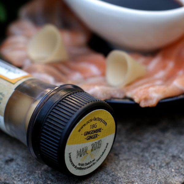 Sashimis de saumon | Assaisonnement à tailler Ail noir et Gingembre