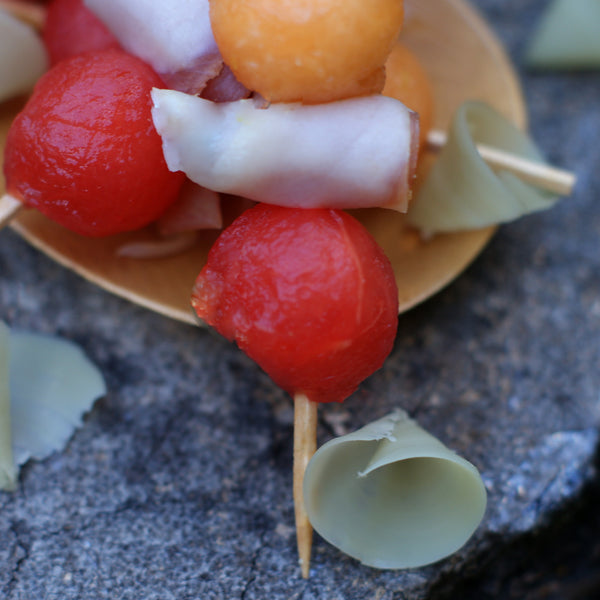 Brochette de melon, pastèque et jambon cru | Assaisonnement à tailler Citron vert