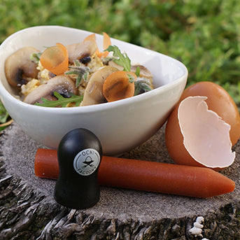 Recette d'oeufs brouillés et champignons & Piment d'Espelette ou Basilic