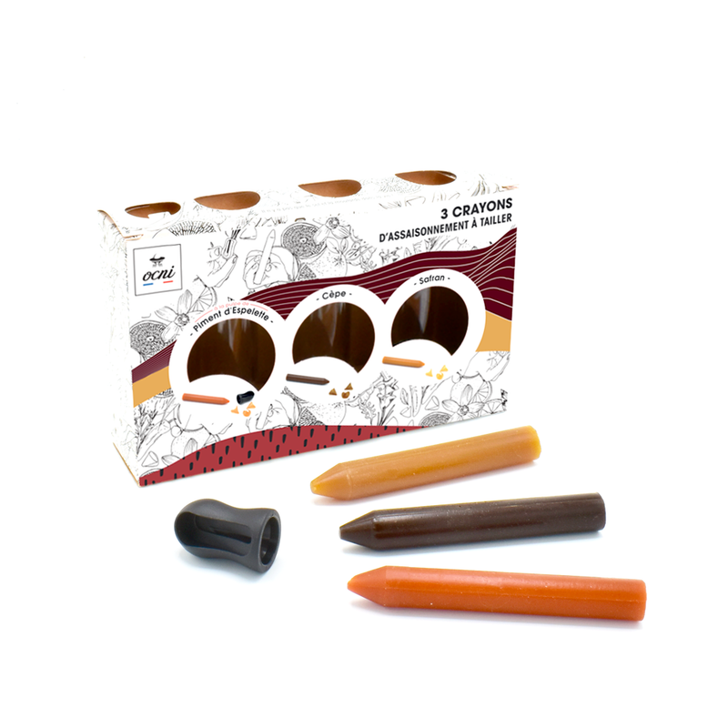 EPICUREAN BOX | 3 pencils: Espelette pepper  (Organic) + Cèpe + Saffron  (Organic)