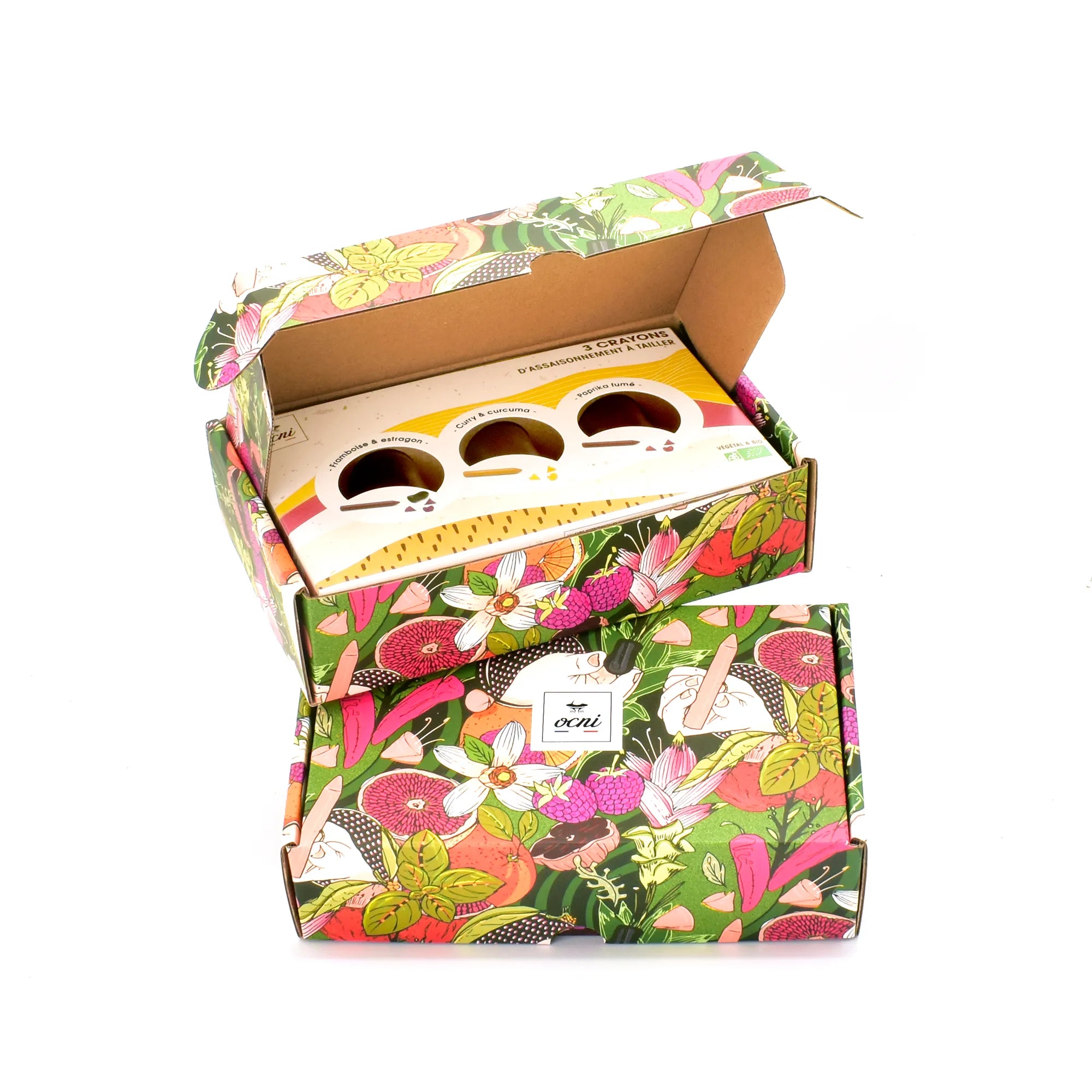 Boite cadeau pour offrir 3 crayons d'assaisonnement