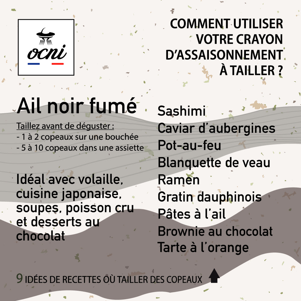 Idée recette du crayon alimentaire d'ocni saveur Ail Noir Fumé