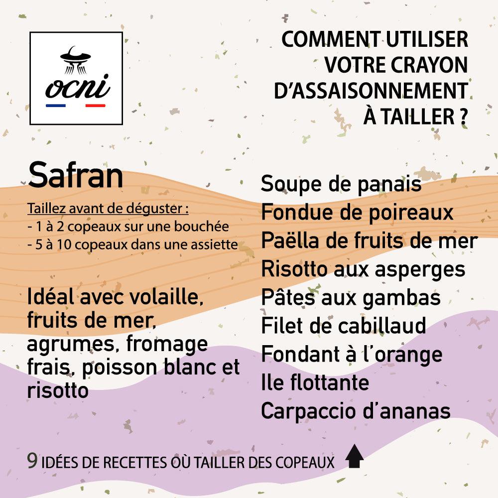 Exemple de recettes avec le crayon alimentaire au Safran BIO d'OCNI